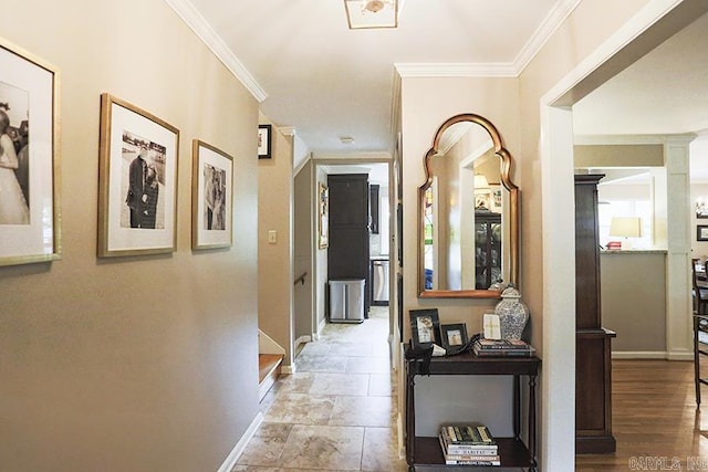 8113 Leatrice Dr, Little Rock, AR 72227 - hallway featuring ornamental molding and baseboards