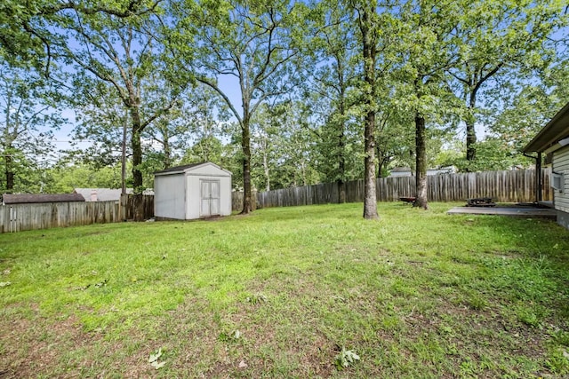 view of yard with a storage unit and an outdoor structure