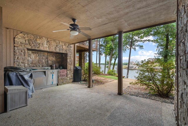 5000 Central Ave Unit 26-27, Hot Springs, AR 71913 - view of patio / terrace with a water view and a ceiling fan