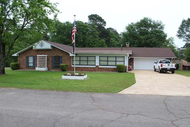 1108 N 14th St, Nashville, AR 71852 - ranch-style home featuring driveway, a front lawn, brick siding, and a garage