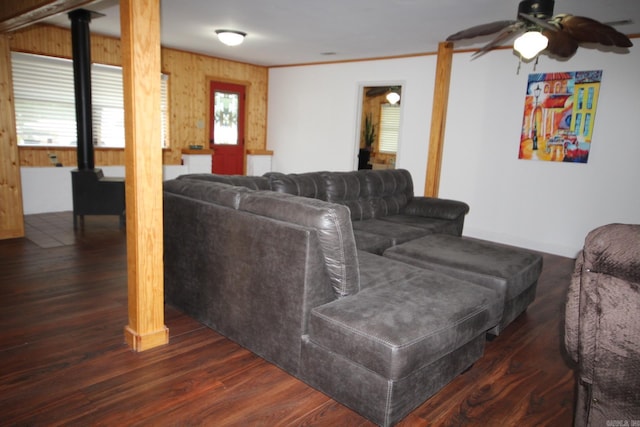 1108 N 14th St, Nashville, AR 71852 - living room featuring dark wood-type flooring and a ceiling fan