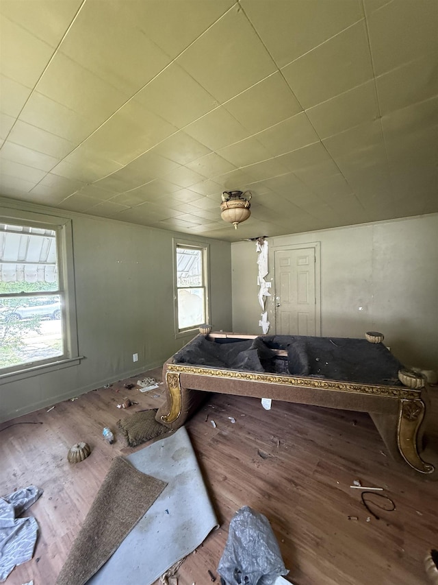 miscellaneous room with wood finished floors and billiards