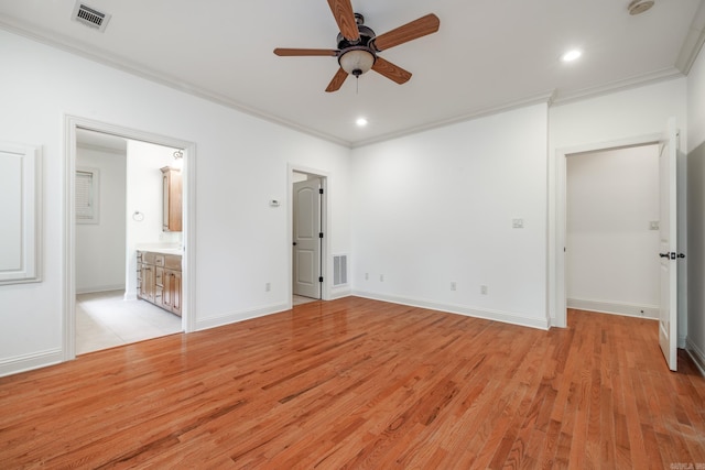 134 Myrick Ln, Hot Springs, AR 71913 - unfurnished bedroom with ornamental molding, light wood-style floors, recessed lighting, baseboards, and connected bathroom