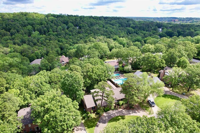 aerial view of a heavily wooded area