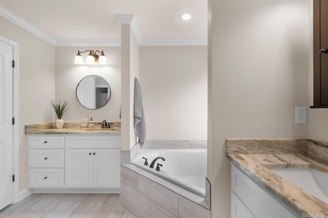 641 Lucy Ln, Alexander, AR 72002 - full bath with two vanities, crown molding, and a garden tub
