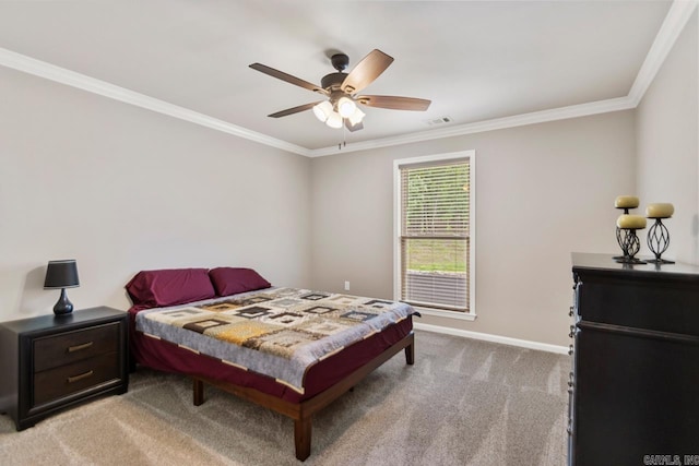 641 Lucy Ln, Alexander, AR 72002 - bedroom featuring crown molding, light carpet, baseboards, and ceiling fan