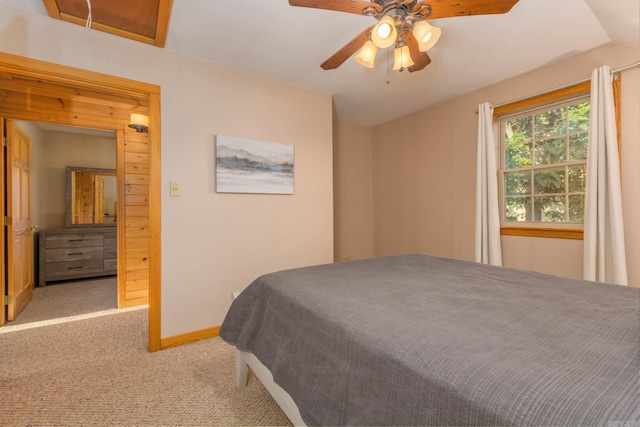 221 Skyline Dr, Greers Ferry, AR 72067 - bedroom with light colored carpet, baseboards, and a ceiling fan