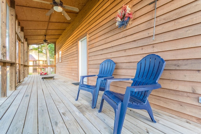 221 Skyline Dr, Greers Ferry, AR 72067 - wooden terrace with a ceiling fan