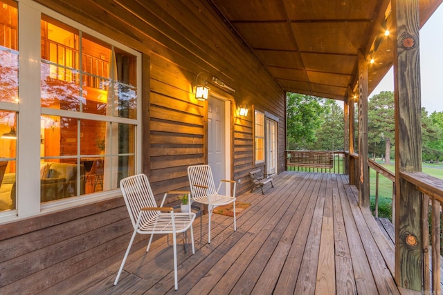 221 Skyline Dr, Greers Ferry, AR 72067 - wooden terrace featuring covered porch