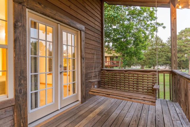 221 Skyline Dr, Greers Ferry, AR 72067 - wooden deck featuring french doors
