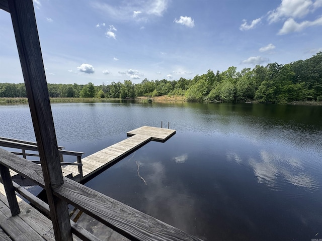 dock with a water view and a view of trees