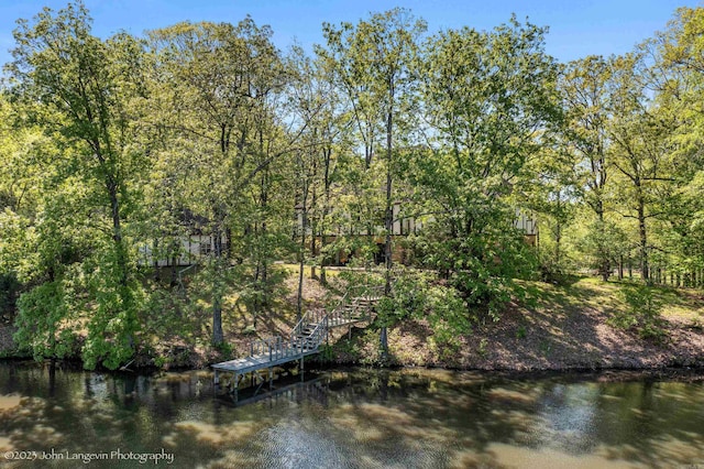 1920 Airpark Rd, Wynne, AR 72396 - water view with stairway and a tree filled landscape