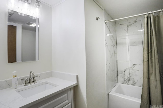 29 Flintwood Dr, Little Rock, AR 72227 - bathroom featuring shower / tub combo with curtain and vanity