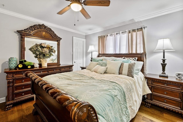 2724 Crooked Stick Dr, Benton, AR 72015 - bedroom featuring crown molding, wood finished floors, and ceiling fan