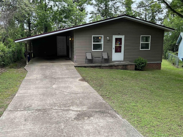 3605 W Overland Cir, Harrison, AR 72601 - view of front facade with a front lawn, concrete driveway, a porch, and an attached carport