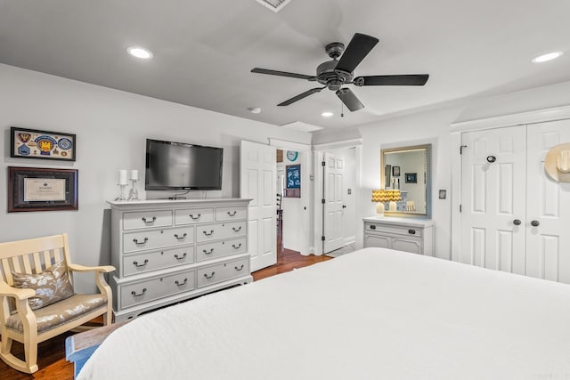271 Austin Loop, El Paso, AR 72045 - bedroom with recessed lighting, dark wood-type flooring, and ceiling fan