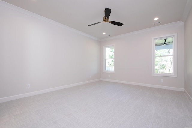 20 Abington Ct, Little Rock, AR 72223 - unfurnished room featuring crown molding, a ceiling fan, light colored carpet, recessed lighting, and baseboards