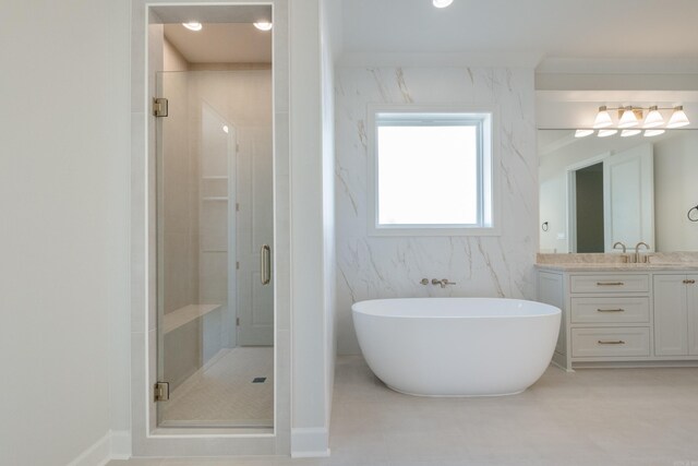 20 Abington Ct, Little Rock, AR 72223 - bathroom with vanity, a stall shower, and a soaking tub