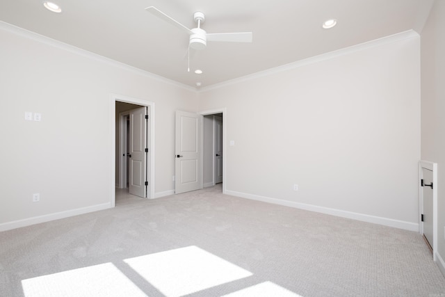 20 Abington Ct, Little Rock, AR 72223 - spare room with a ceiling fan, light carpet, crown molding, recessed lighting, and baseboards