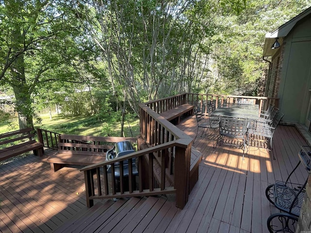 1502 Quail Creek Dr, Conway, AR 72032 - wooden deck with outdoor dining space