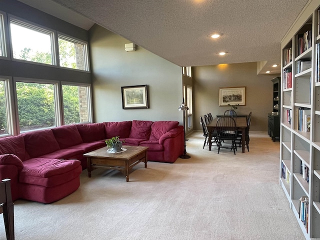 1502 Quail Creek Dr, Conway, AR 72032 - carpeted living room with a textured ceiling and recessed lighting