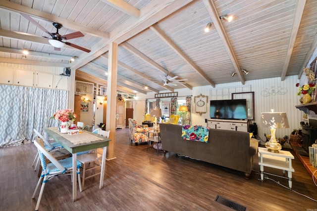 107 W Sunset, Sheridan, AR 72150 - living area with a ceiling fan, wood finished floors, and wood ceiling