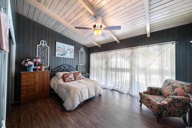 107 W Sunset, Sheridan, AR 72150 - bedroom featuring wood finished floors, a ceiling fan, and wood walls