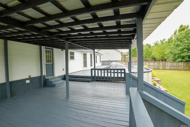 wooden terrace featuring entry steps