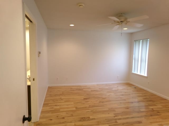 14301 Ridgewood, Little Rock, AR 72211 - spare room featuring recessed lighting, light wood-style flooring, baseboards, a smoke detector, and ceiling fan