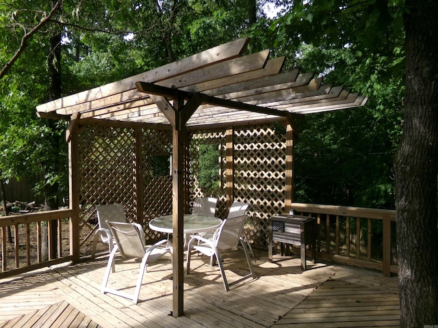 14301 Ridgewood, Little Rock, AR 72211 - wooden terrace featuring a pergola and outdoor dining space