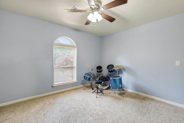 402 Demuth, Benton, AR 72019 - misc room with carpet, baseboards, and a ceiling fan