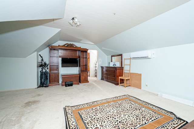 1705 W Cedar St, El Dorado, AR 71730 - bedroom with carpet floors, an AC wall unit, and lofted ceiling