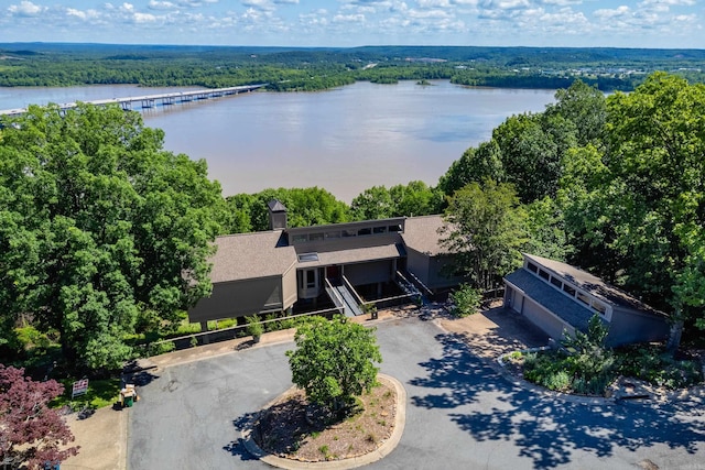 1 Rivers Edge Dr, Little Rock, AR 72227 - view from above of property featuring a nearby body of water and a heavily wooded area
