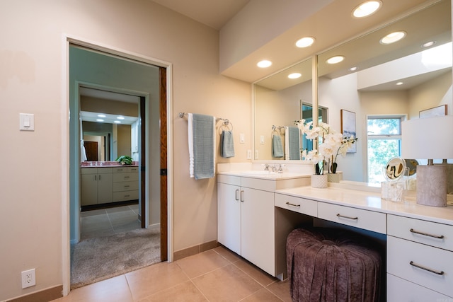 1 Rivers Edge Dr, Little Rock, AR 72227 - bathroom with tile patterned flooring, recessed lighting, vanity, and baseboards