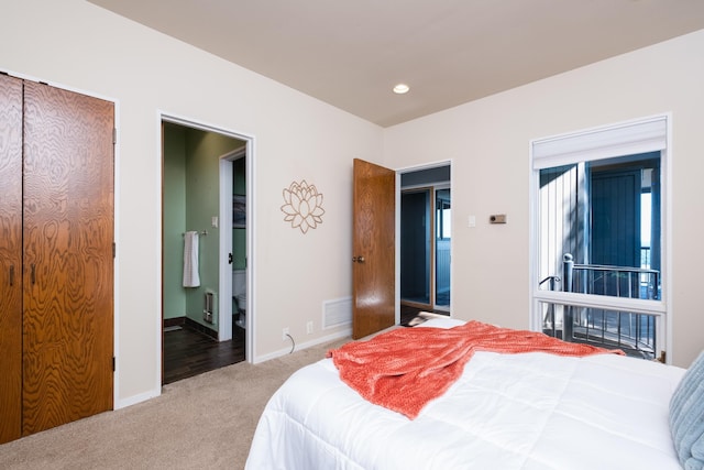 1 Rivers Edge Dr, Little Rock, AR 72227 - carpeted bedroom with baseboards, recessed lighting, and connected bathroom