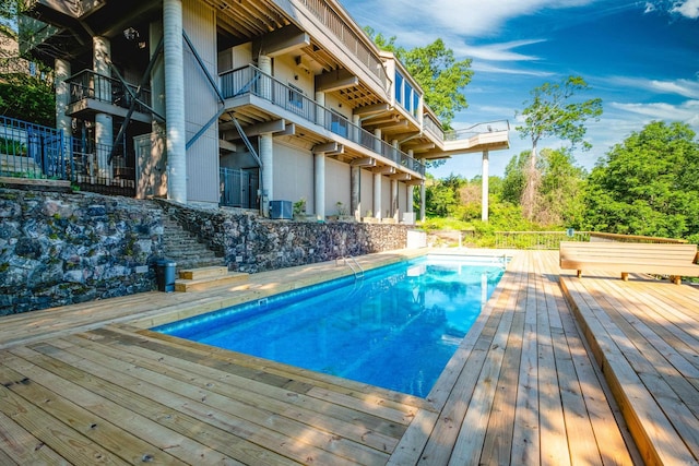1 Rivers Edge Dr, Little Rock, AR 72227 - view of pool featuring a wooden deck and stairs