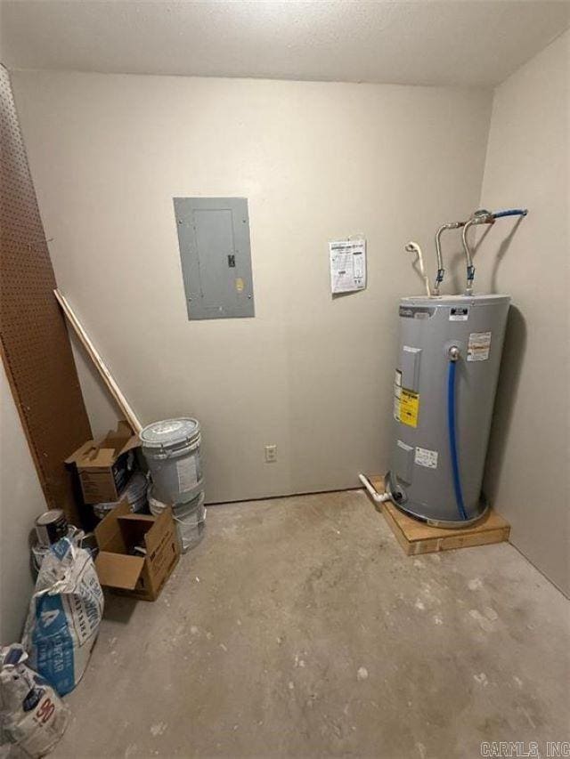 3705 E 6th St, Russellville, AR 72802 - utility room featuring electric panel and water heater