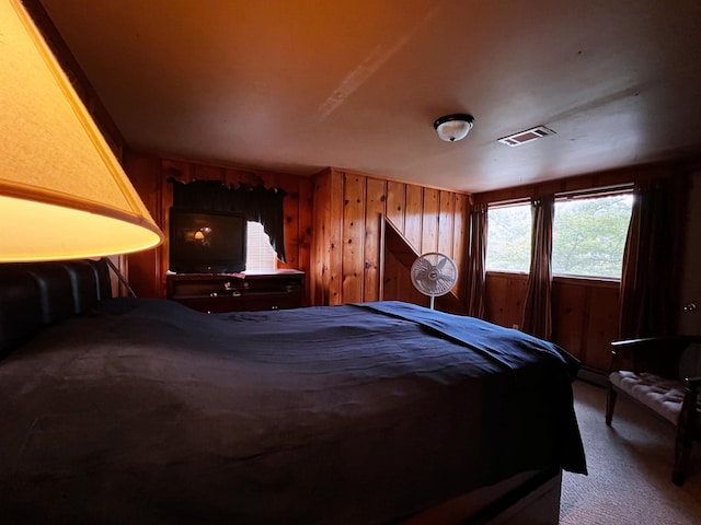96 E Lakeshore Dr, Cherokee Village, AR 72529 - carpeted bedroom with wood walls
