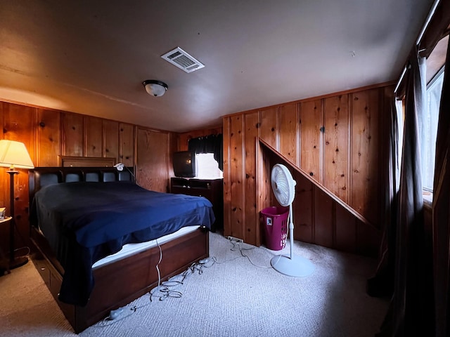 96 E Lakeshore Dr, Cherokee Village, AR 72529 - carpeted bedroom with wooden walls
