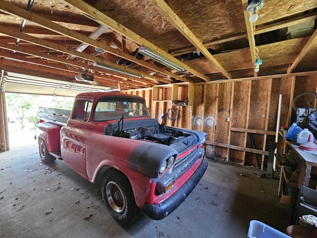 garage with a garage door opener