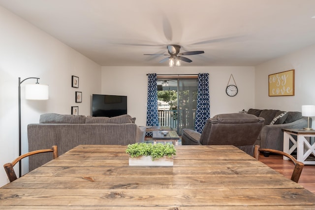 36 Lequita Pl, Hot Springs Village, AR 71909 - dining area featuring a ceiling fan and wood finished floors