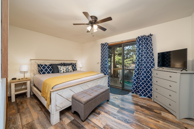 36 Lequita Pl, Hot Springs Village, AR 71909 - bedroom with access to outside, wood finished floors, and a ceiling fan
