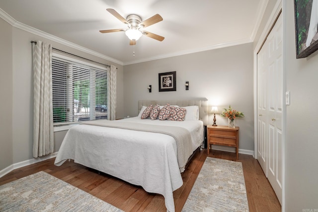 3 Tenerife Way, Hot Springs Village, AR 71909 - bedroom with crown molding, wood finished floors, baseboards, and a closet