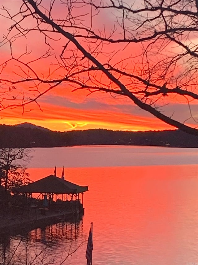 3 Tenerife Way, Hot Springs Village, AR 71909 - water view featuring a mountain backdrop, boat lift, and a boat dock