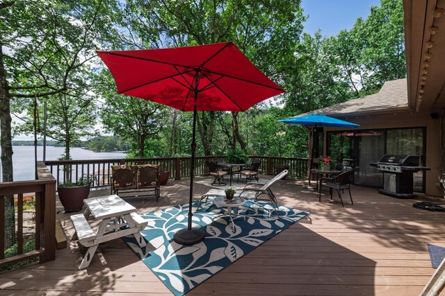 3 Tenerife Way, Hot Springs Village, AR 71909 - wooden deck with outdoor dining area and grilling area
