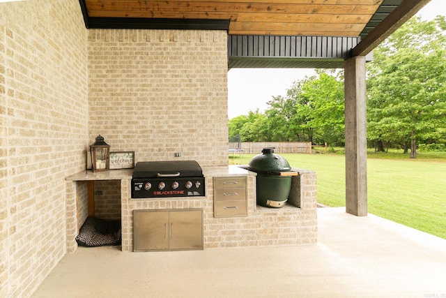 view of patio / terrace with area for grilling and exterior kitchen