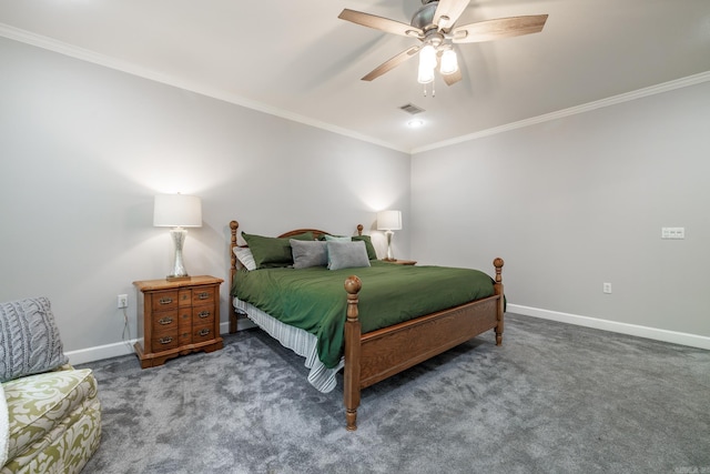 72 Ranch Rd, Arkadelphia, AR 71923 - bedroom with crown molding, baseboards, carpet, and ceiling fan