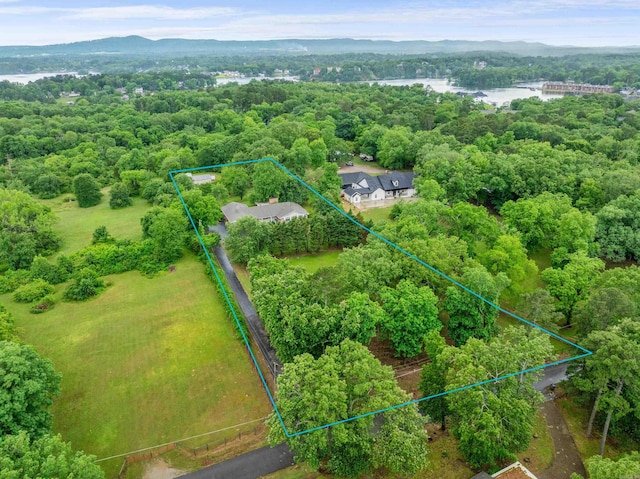 120 Sanson Pl, Hot Springs, AR 71913 - aerial view of property and surrounding area featuring property parcel outlined and a large body of water