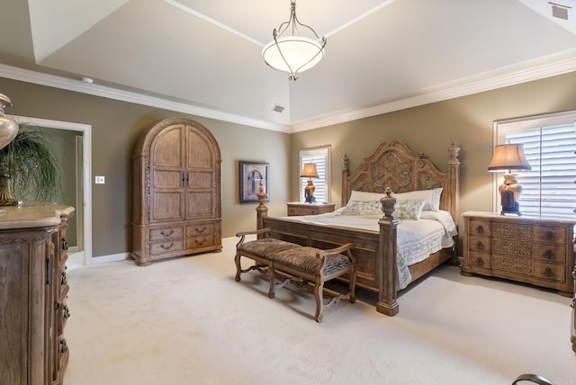 852 Rock Ledge Rd, Heber Springs, AR 72543 - bedroom with light carpet, ornamental molding, and baseboards