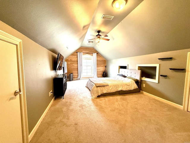 14 Windrush Pt, Little Rock, AR 72211 - bedroom with carpet flooring, vaulted ceiling, baseboards, and ceiling fan